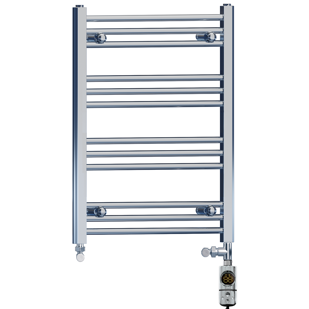400mm x 700mm Chrome Dual Fuel Heated Towel Rail | Flat Ladder