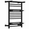 490mm Wide Black Heated Towel Rail Radiator Top Shelf & Two Towel Holder OSLO For Bathroom & Kitchen