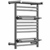 490mm Wide Chrome Heated Towel Rail Radiator Top Shelf & Two Towel Holder OSLO For Bathroom & Kitchen