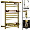 490mm Wide 680mm  High Gold Electric Towel Rail Radiator Top Shelf & Two Towel Holder OSLO For Bathroom & Kitchen