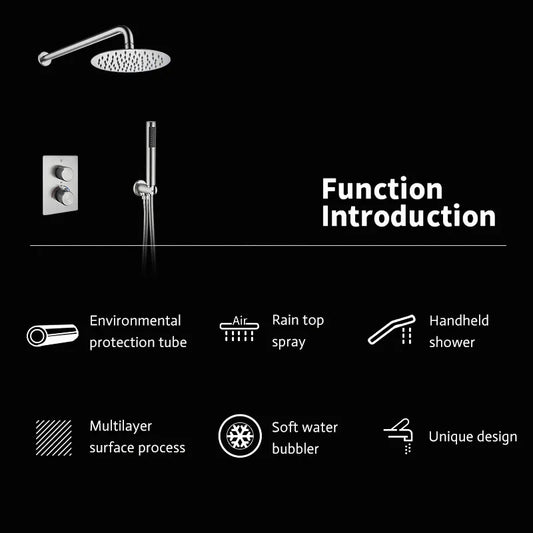 Concealed Thermostat Shower System Pack with Rainfall Shower Head