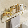 Bathroom Shelf Towel Hanger Gold Detail Transparent Wall Mounted Shelf Organizer