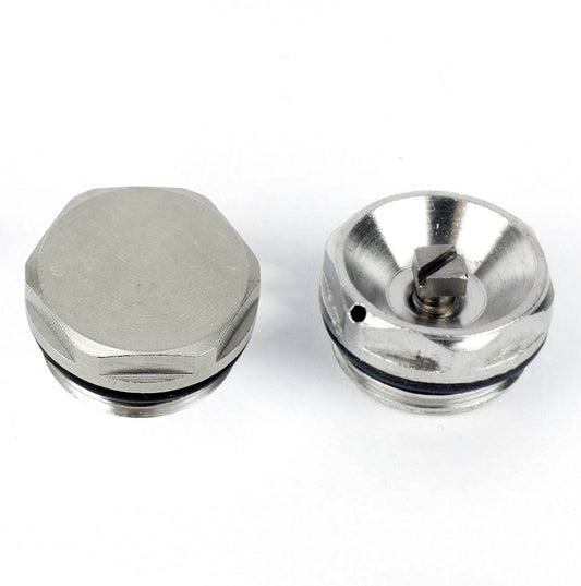 5 Chrom-Verschlussstopfen und 5 manuelle Entlüftungsventile 1/2" BSP 15mm