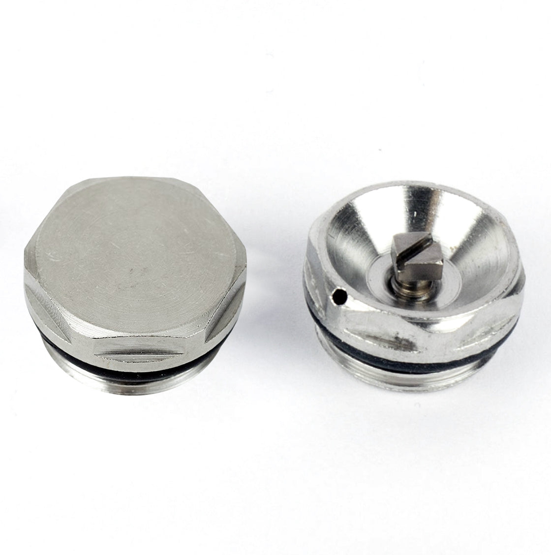 Chrome Radiator Blanking Plug & Manual Air Vent Valve Set 1/2" BSP 15mm (5 Sets)