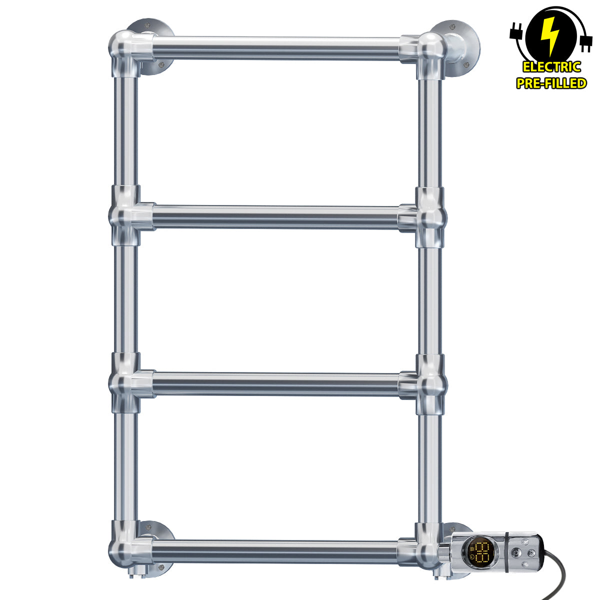 Radiateur sèche-serviettes électrique moderne chromé de 500 mm de large et 750 mm de haut, salle de bains design Charlotte