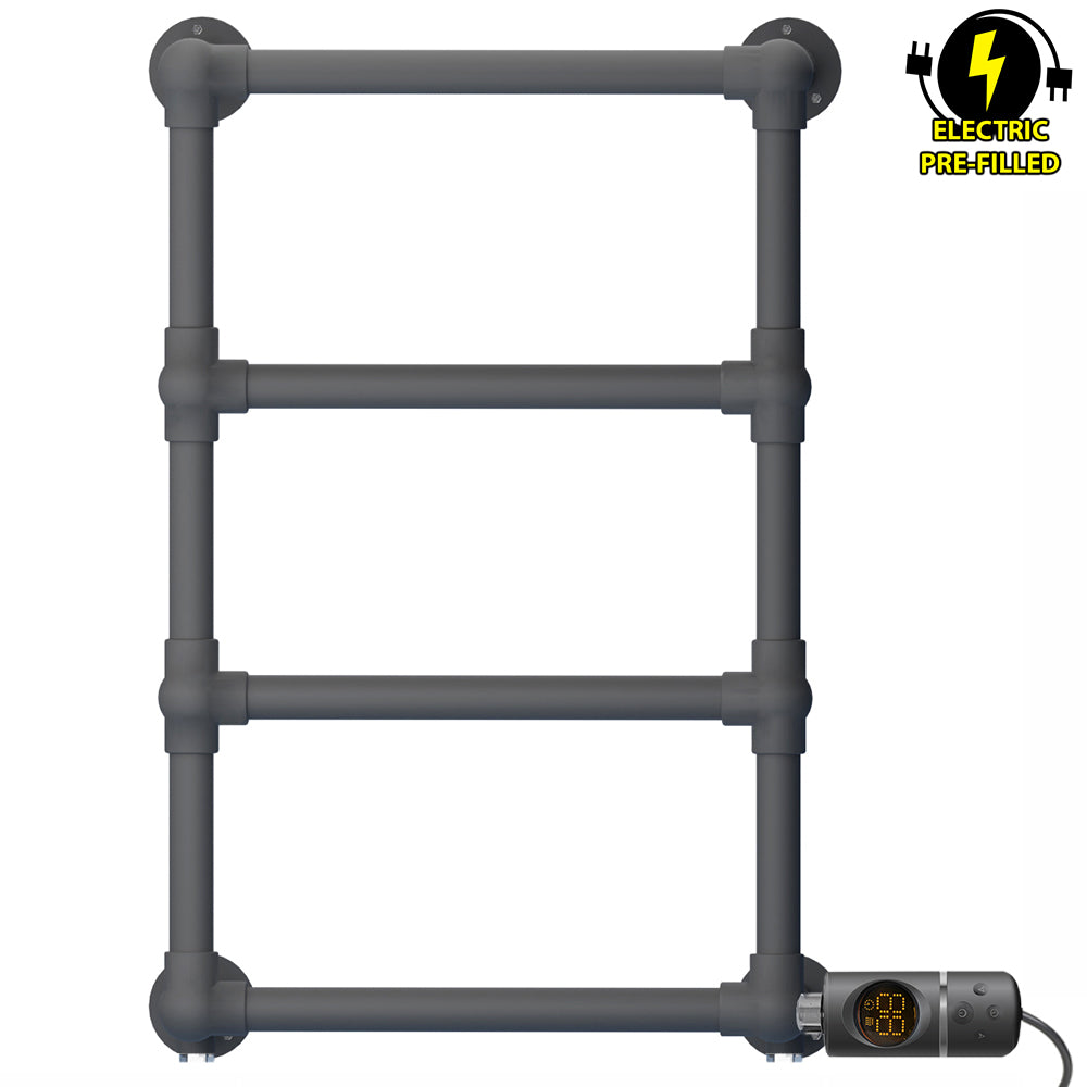 Radiateur sèche-serviettes électrique moderne anthracite Charlotte de 500 mm de large et 750 mm de haut pour salle de bain design