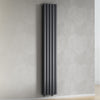 300mm x 1600mm Anthracite Gray Designer Vertical Double Column Radiator, 3291 BTU