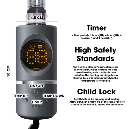 Sèche-serviettes thermostatique électrique à immersion de type AF, gris anthracite