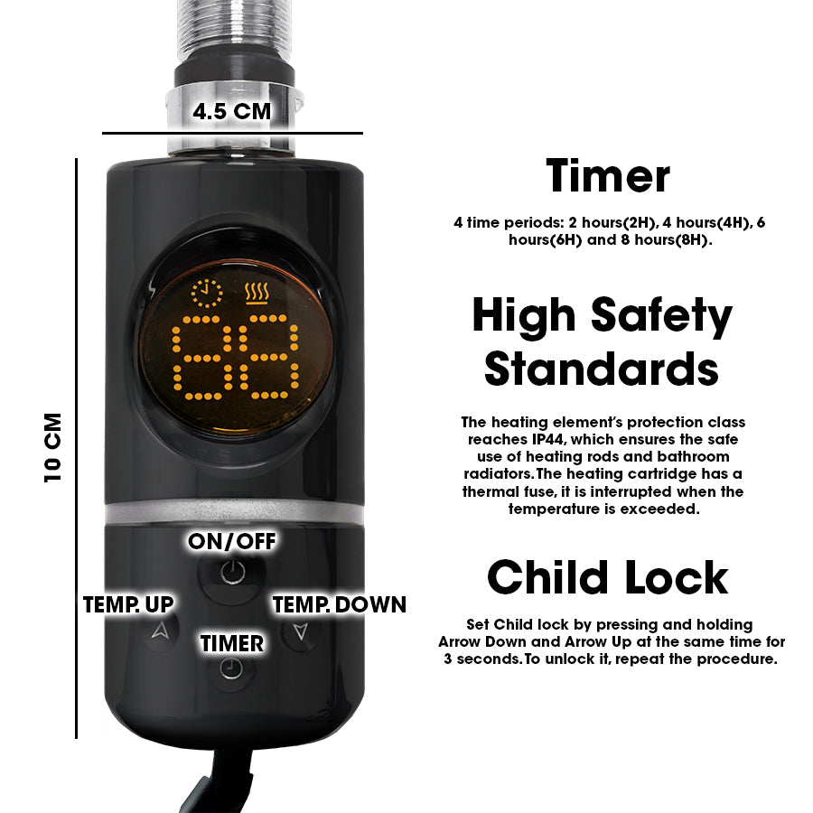 500 mm breit – 1600 mm hoch, elektrischer Accuro Korle Mattschwarzer Designer-Handtuchheizkörper