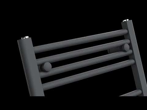 550mm x 800mm Anthracite Grey Dual Fuel Heated Towel Rail | Flat Ladder