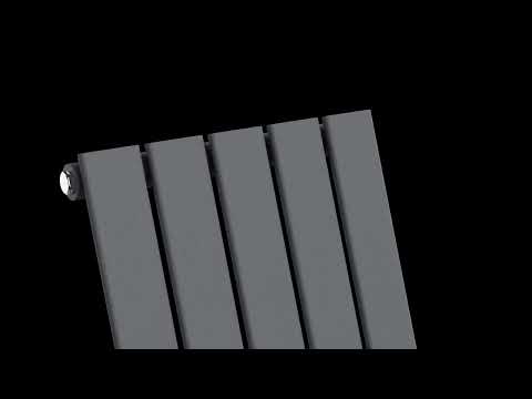 1060mm x 600mm Anthracite Gray Designer Horizontal Single Flat Panel Radiator, 2503 BTU