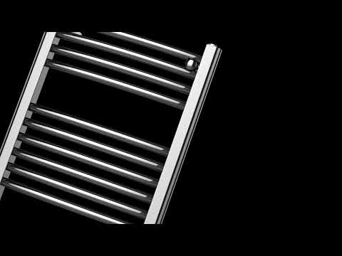 Radiateur sèche-serviettes chromé incurvé de 600 mm de large et 900 mm de haut