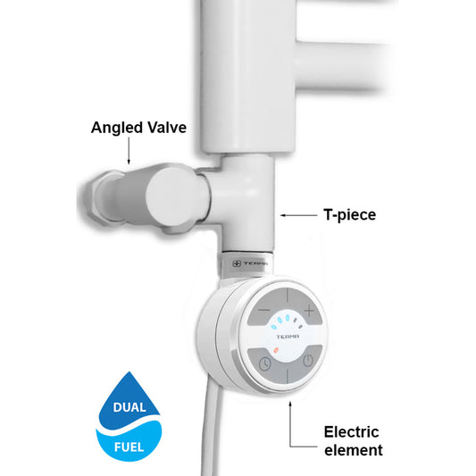 Élément thermostatique électrique Terma MOA pour radiateur sèche-serviettes blanc, kit bi-énergie