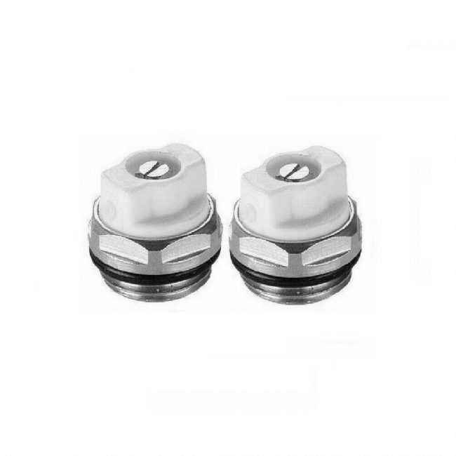 White Radiator Air Vent Bleed Plug Valve 1/2"(15mm) 2 PCS