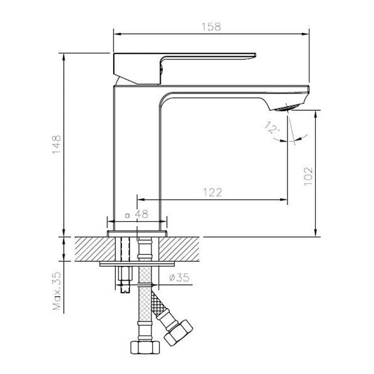 Robinet de salle de bain élégant en laiton chromé géométrique KPY-1273573C