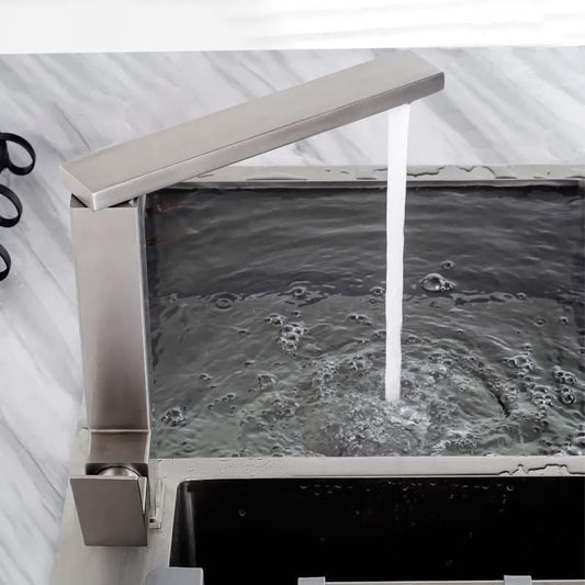 Robinet de salle de bain élégant en laiton chromé géométrique, pivotant à 360°, KPY-3003B