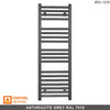 300mm Wide - 1000mm High Anthracite Grey Heated Towel Rail Radiator