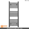 300mm Wide - 900mm High Anthracite Grey Heated Towel Rail Radiator