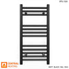 350mm Wide - 700mm High Flat Black Heated Towel Rail Radiator