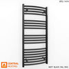 400mm Wide - 1000mm High Curved  Black Heated Towel Rail Radiator