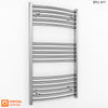 Radiateur sèche-serviettes chromé incurvé de 400 mm de large et 900 mm de haut
