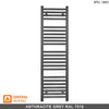 450mm Wide - 1200mm High Anthracite Grey Heated Towel Rail Radiator