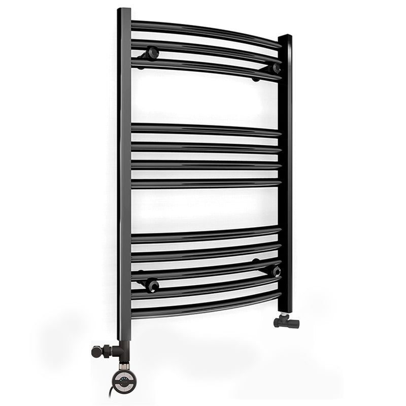 450mm x 700mm Dual Fuel Curved Black Heated Towel Rail Radiator – Myhomeware