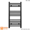 450mm Wide - 700mm High Flat Black Heated Towel Rail Radiator