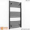 450mm Wide - 900mm High Curved  Black Heated Towel Rail Radiator