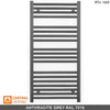 500mm Wide - 1000mm High Anthracite Grey Heated Towel Rail Radiator