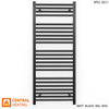 500mm Wide - 1200mm High Flat Black Heated Towel Rail Radiator