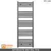 500mm Wide - 1400mm High Anthracite Grey Heated Towel Rail Radiator