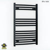 500mm Wide - 800mm High Curved Black Electric Heated Towel Rail Radiator 25mm Tube