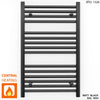 500mm Wide - 800mm High Flat Black Heated Towel Rail Radiator