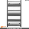 500mm Wide - 900mm High Anthracite Grey Heated Towel Rail Radiator