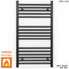 500mm Wide - 900mm High Flat Black Heated Towel Rail Radiator