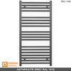 550mm Wide - 1000mm High Anthracite Grey Heated Towel Rail Radiator