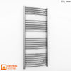 500mm Wide - 1200mm High Curved Chrome Heated Towel Rail Radiator