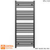 550mm Wide - 1200mm High Flat Black Heated Towel Rail Radiator