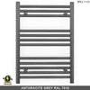 550mm Wide - 700mm High  Anthracite Grey Electric Heated Towel Rail Radiator