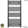 600mm Wide - 1000mm High Flat Black Electric Heated Towel Rail Radiator