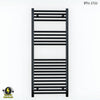 600mm Wide - 1200mm High Flat Black Electric Heated Towel Rail Radiator 25mm Tube