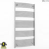 600mm Wide - 1400mm High Curved Chrome Electric Heated Towel Rail Radiator