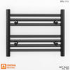 600mm Wide - 400mm High Flat Black Heated Towel Rail Radiator