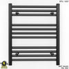 600mm Wide - 600mm High Flat Black Electric Heated Towel Rail Radiator