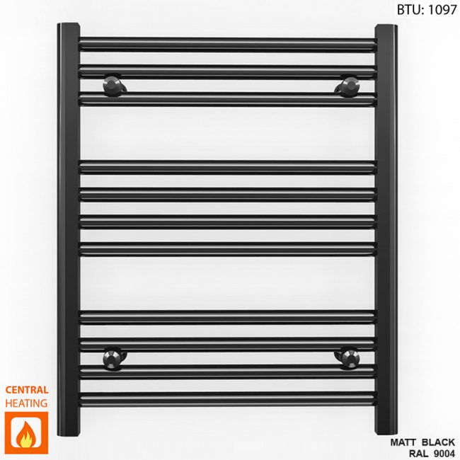 600mm Wide - 600mm High Flat Black Heated Towel Rail Radiator – Myhomeware