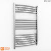 600mm Wide - 800mm High Curved Chrome Heated Towel Rail Radiator