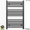 600mm Wide - 800mm High Flat Black Electric Heated Towel Rail Radiator