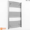 600mm Wide - 900mm High Curved Chrome Heated Towel Rail Radiator