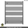 700mm Wide - 1000mm High  Anthracite Grey Electric Heated Towel Rail Radiator